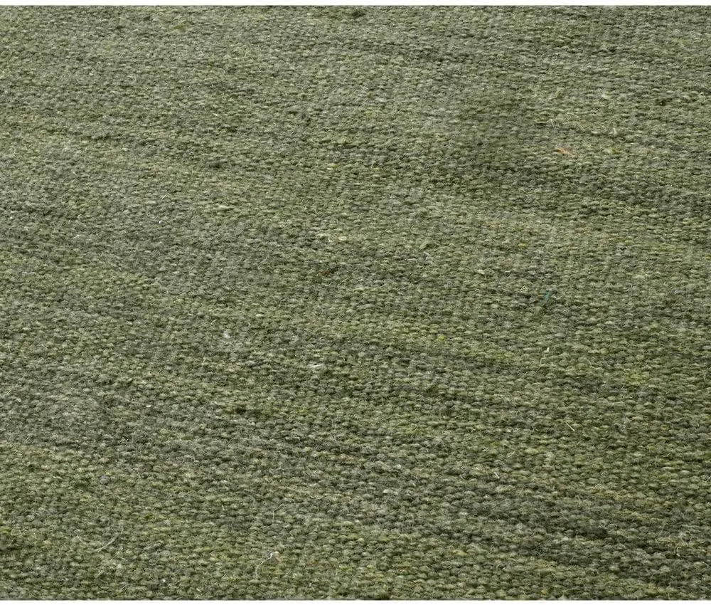 Rugsotic Carpets Hand Woven Flat Weave Kilim Wool ECO-Friendly Area Rugs - 8'x8', Square Shape, Olive Color, Solid Plain Design, Low Pile Handmade Area Rugs for Living Room, Bed Room (D00111)