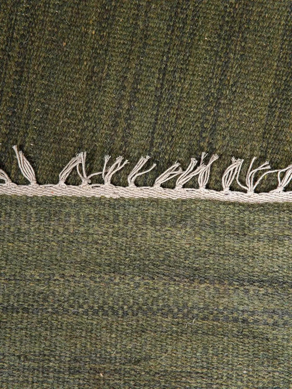 Rugsotic Carpets Hand Woven Flat Weave Kilim Wool ECO-Friendly Area Rugs - 8'x8', Square Shape, Olive Color, Solid Plain Design, Low Pile Handmade Area Rugs for Living Room, Bed Room (D00111)