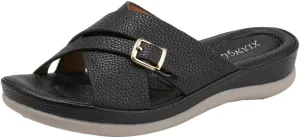 Rungion Summer Wedge Sandals for Women Slip On Dressy Comfortable Slides Sandals Lightweight Non-slip Platform Beach Shoes