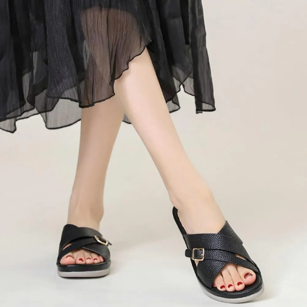 Rungion Summer Wedge Sandals for Women Slip On Dressy Comfortable Slides Sandals Lightweight Non-slip Platform Beach Shoes