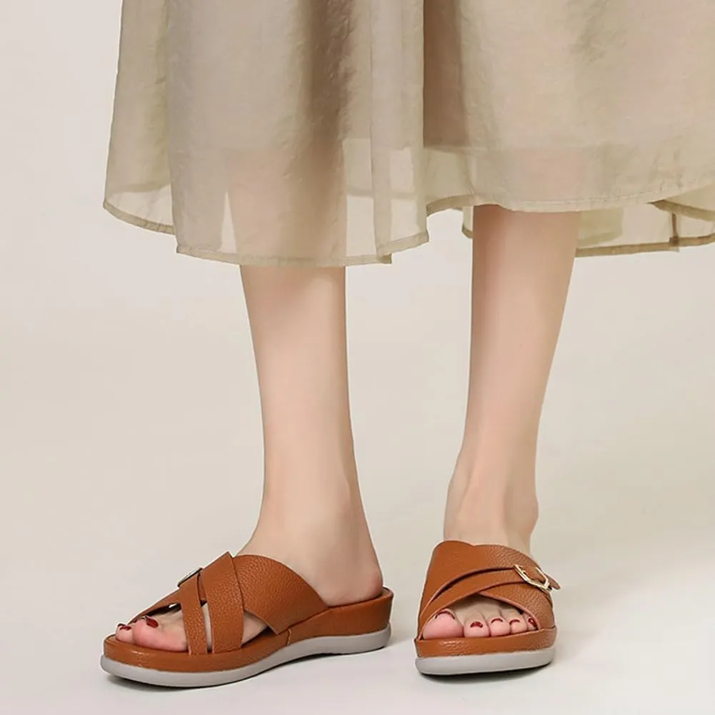 Rungion Summer Wedge Sandals for Women Slip On Dressy Comfortable Slides Sandals Lightweight Non-slip Platform Beach Shoes