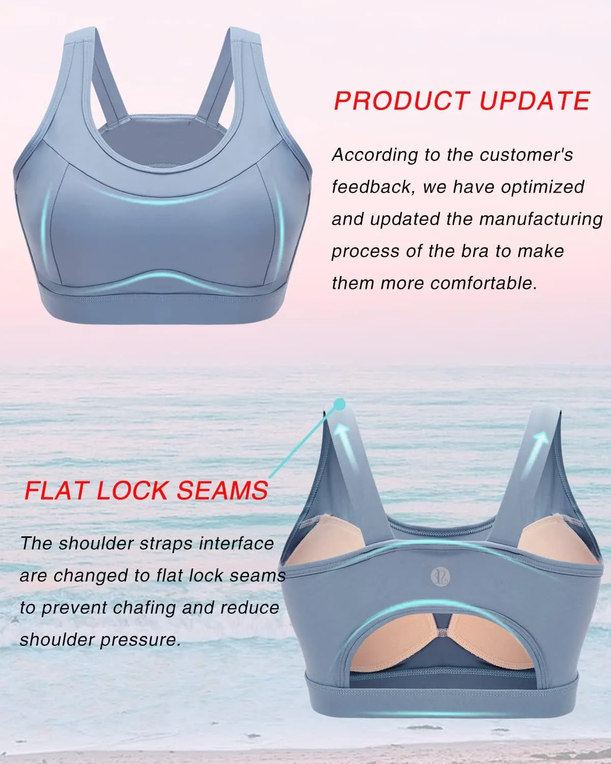 RUNNING GIRL High Impact Sports Bras for Women,Racerback Running Bra Workout Crop Tank Tops Longline Sports Bra Push up
