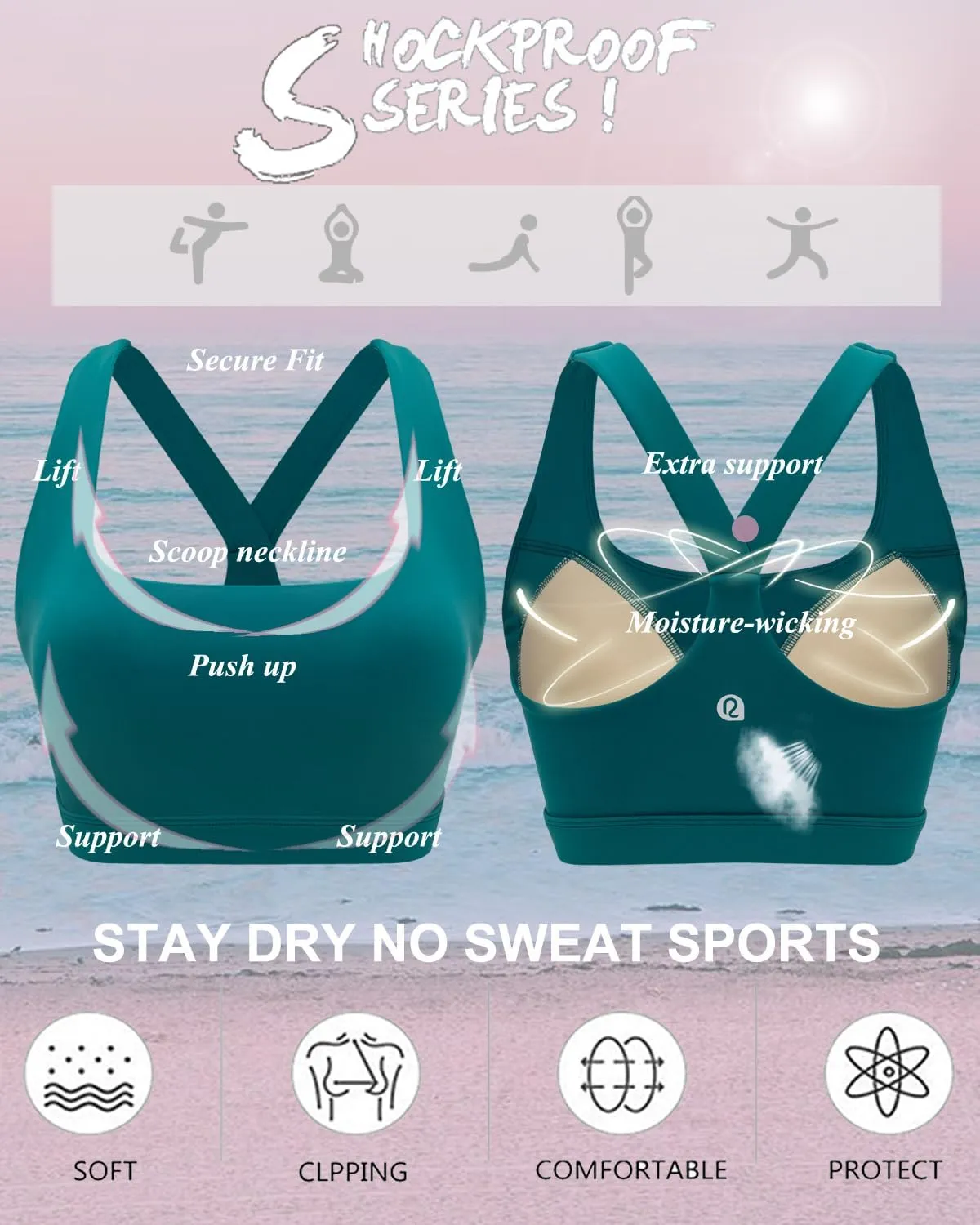 RUNNING GIRL High Impact Sports Bras for Women,Racerback Running Bra Workout Crop Tank Tops Longline Sports Bra Push up