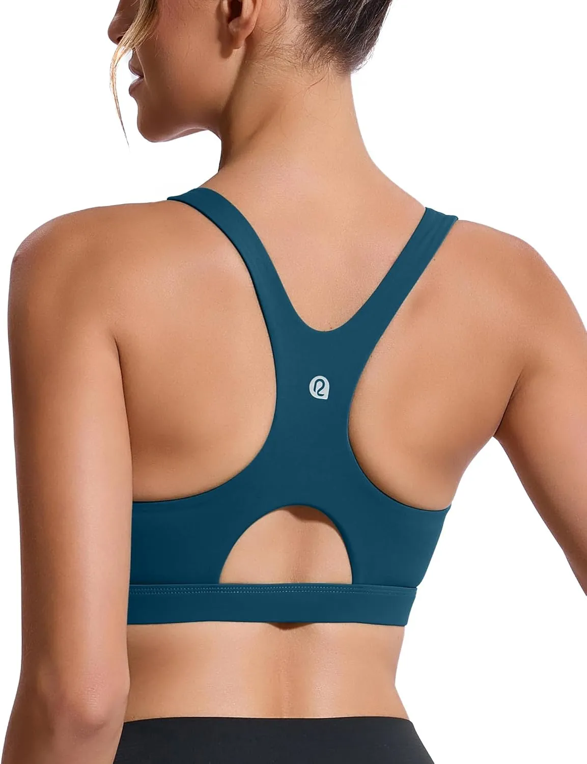 RUNNING GIRL Sports Bras for Women High Support,Racerback High Impact Grey Sports Bra Moulded Cup Workout Bra Push up