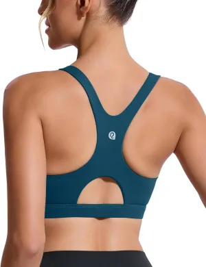 RUNNING GIRL Sports Bras for Women High Support,Racerback High Impact Grey Sports Bra Moulded Cup Workout Bra Push up