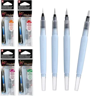 Sakura Koi Water Brush - Brush for Watercolor - 9 ml Tank - 4 Assorted Brush Tips