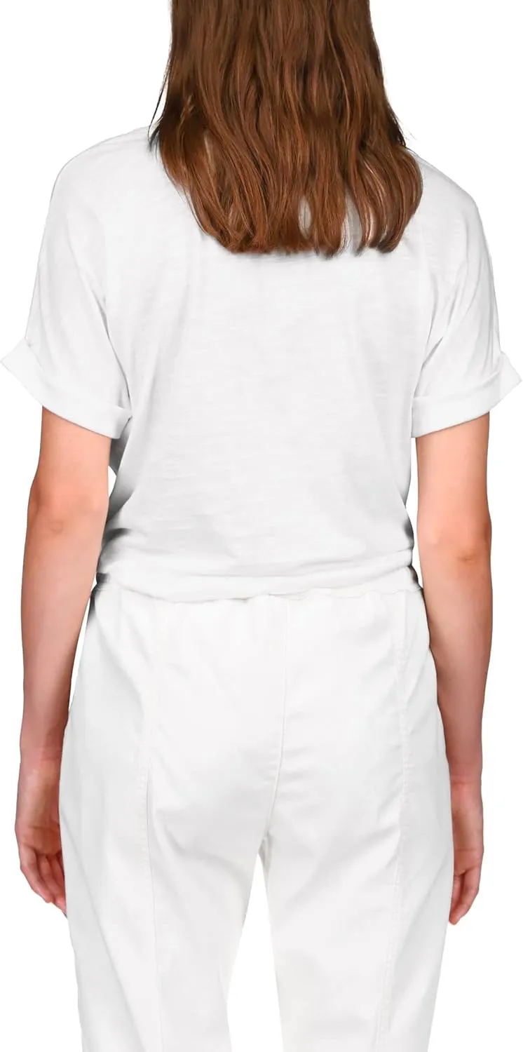 Sanctuary All Day Tie Tee for Women - BCI Cotton-Blend Construction - Short Rolled Sleeves - Crew Neckline