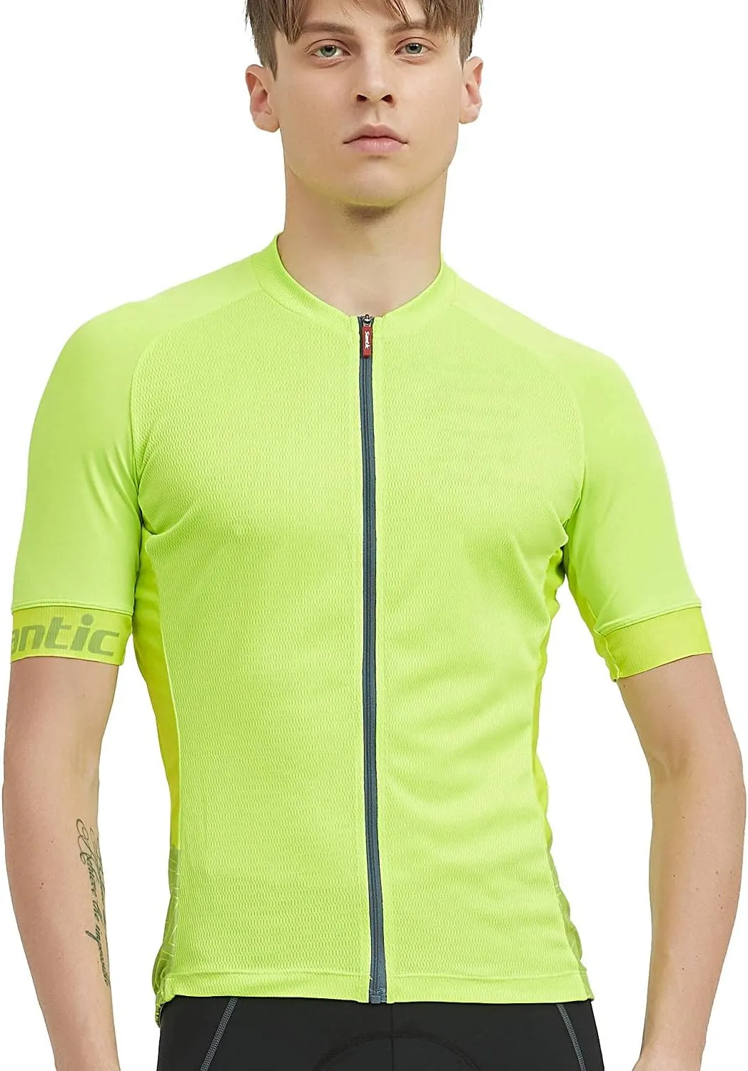 Santic Men’s Cycling Jersey Short Sleeve Bike Shirts for Men Bicycle Jacket with Pockets Breathable & Quick Dry Yorkson