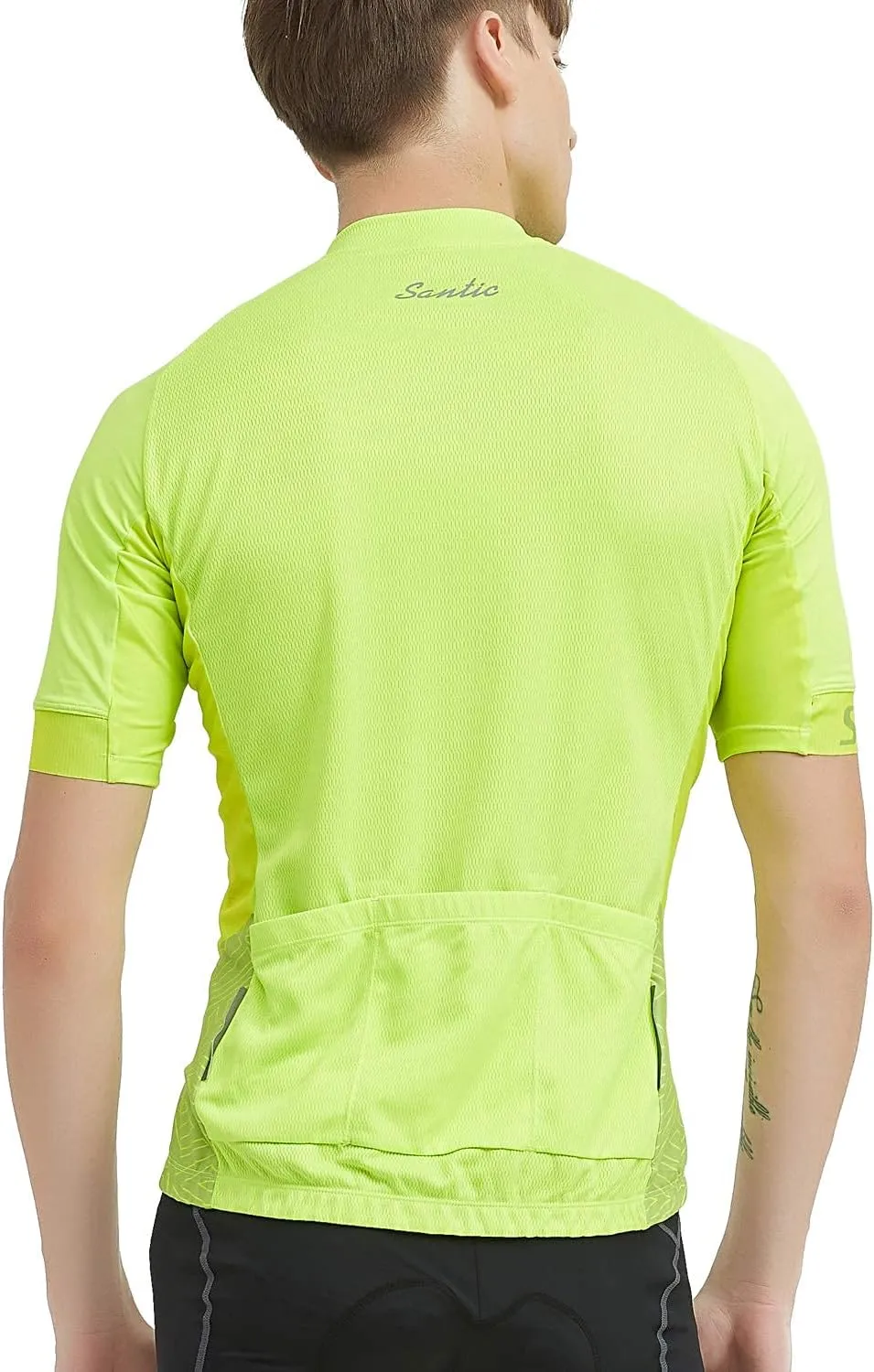Santic Men’s Cycling Jersey Short Sleeve Bike Shirts for Men Bicycle Jacket with Pockets Breathable & Quick Dry Yorkson