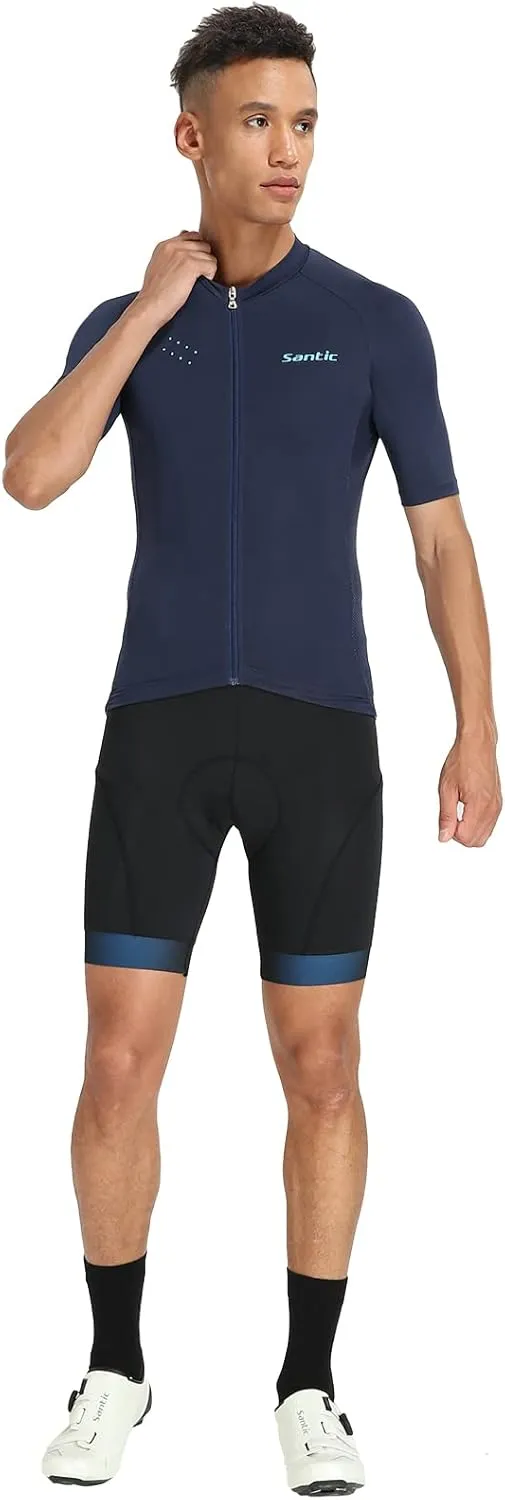Santic Men’s Cycling Jersey Short Sleeve Bike Shirts for Men Bicycle Jacket with Pockets Breathable & Quick Dry Yorkson