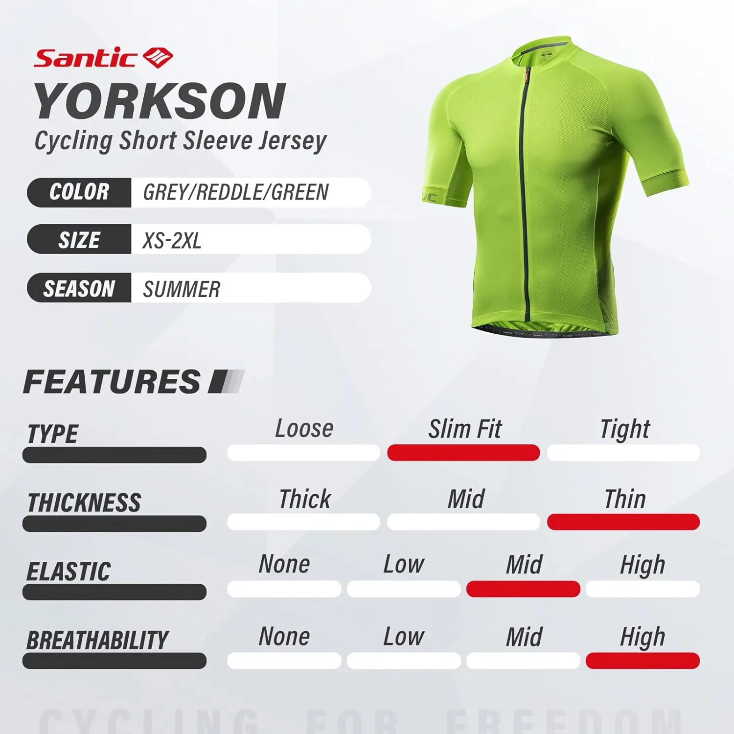 Santic Men’s Cycling Jersey Short Sleeve Bike Shirts for Men Bicycle Jacket with Pockets Breathable & Quick Dry Yorkson