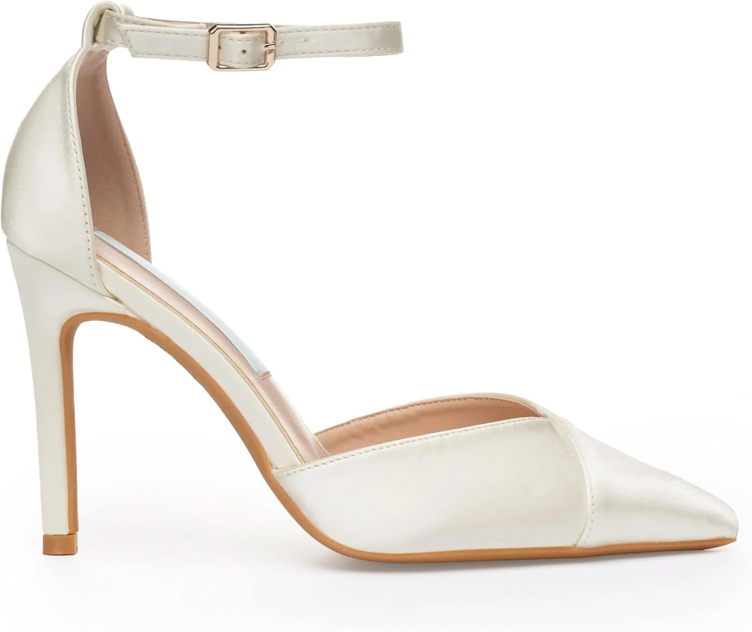Satin Wedding Heels for Women – 3.5" Pointed Toe Bridal Shoes with Cross Ankle Straps – Ivory Satin High Heels – Elegant Dress Shoes for Bride, Bridesmaids & Formal Occasions