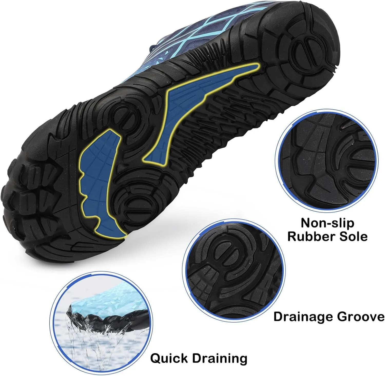 Scurtain Unisex Mens Womens Athletic Hiking Water Shoes Quick Dry Barefoot Aqua Shoes Swim Shoes Beach Shoes with Drainage