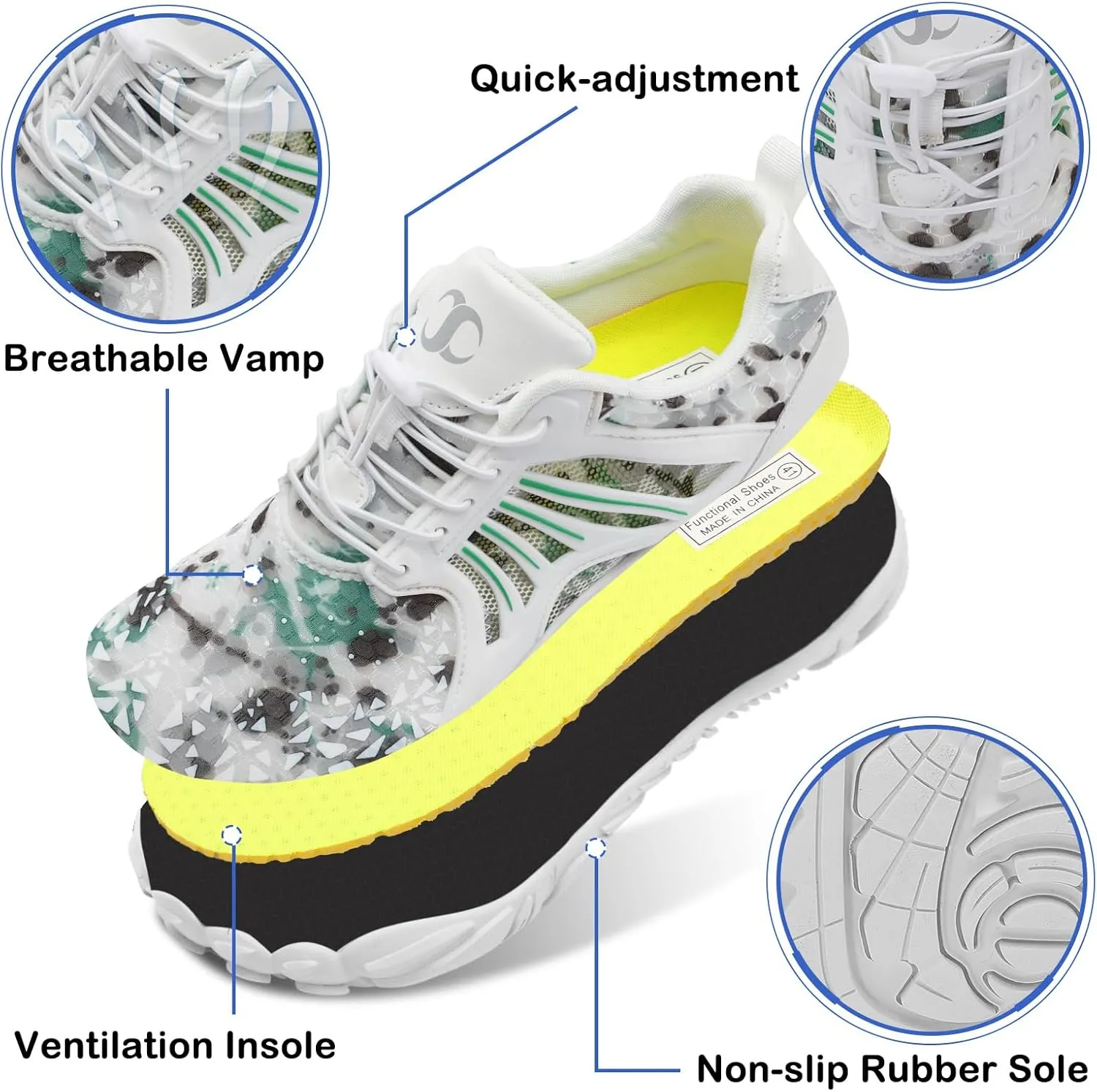 Scurtain Unisex Mens Womens Athletic Hiking Water Shoes Quick Dry Barefoot Aqua Shoes Swim Shoes Beach Shoes with Drainage