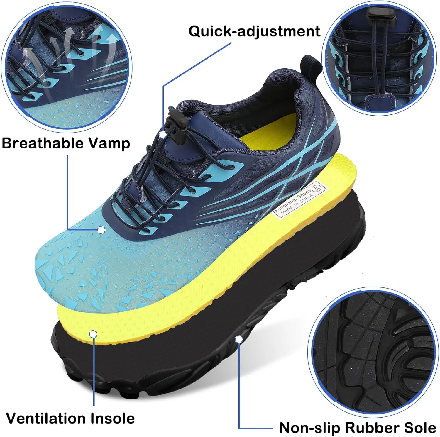 Scurtain Unisex Mens Womens Athletic Hiking Water Shoes Quick Dry Barefoot Aqua Shoes Swim Shoes Beach Shoes with Drainage