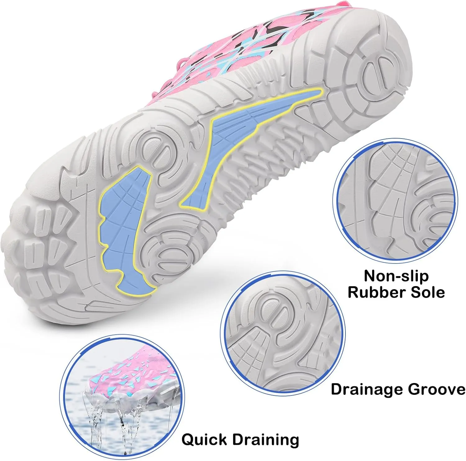 Scurtain Unisex Mens Womens Athletic Hiking Water Shoes Quick Dry Barefoot Aqua Shoes Swim Shoes Beach Shoes with Drainage