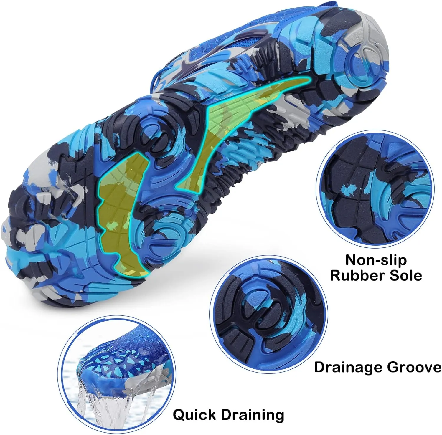 Scurtain Unisex Mens Womens Athletic Hiking Water Shoes Quick Dry Barefoot Aqua Shoes Swim Shoes Beach Shoes with Drainage