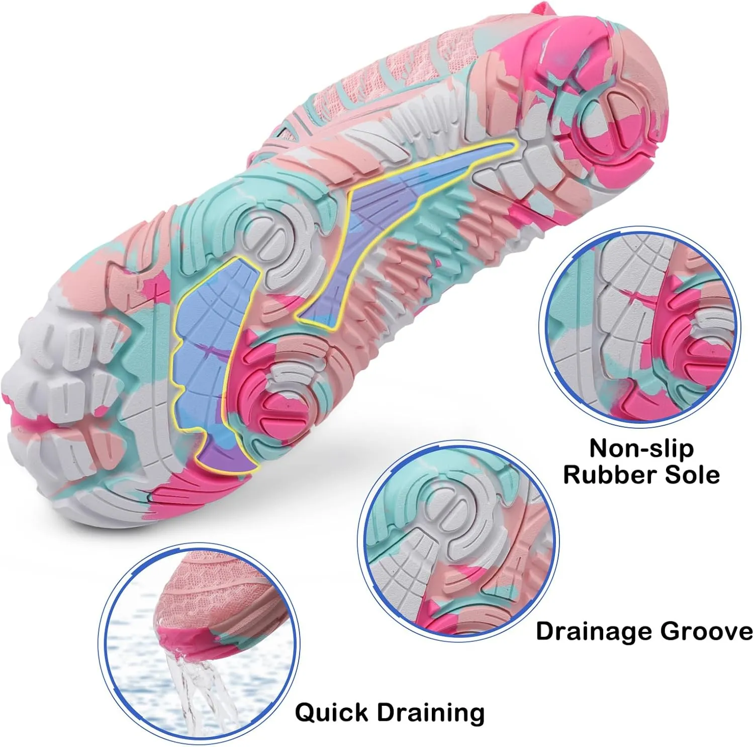 Scurtain Unisex Mens Womens Athletic Hiking Water Shoes Quick Dry Barefoot Aqua Shoes Swim Shoes Beach Shoes with Drainage