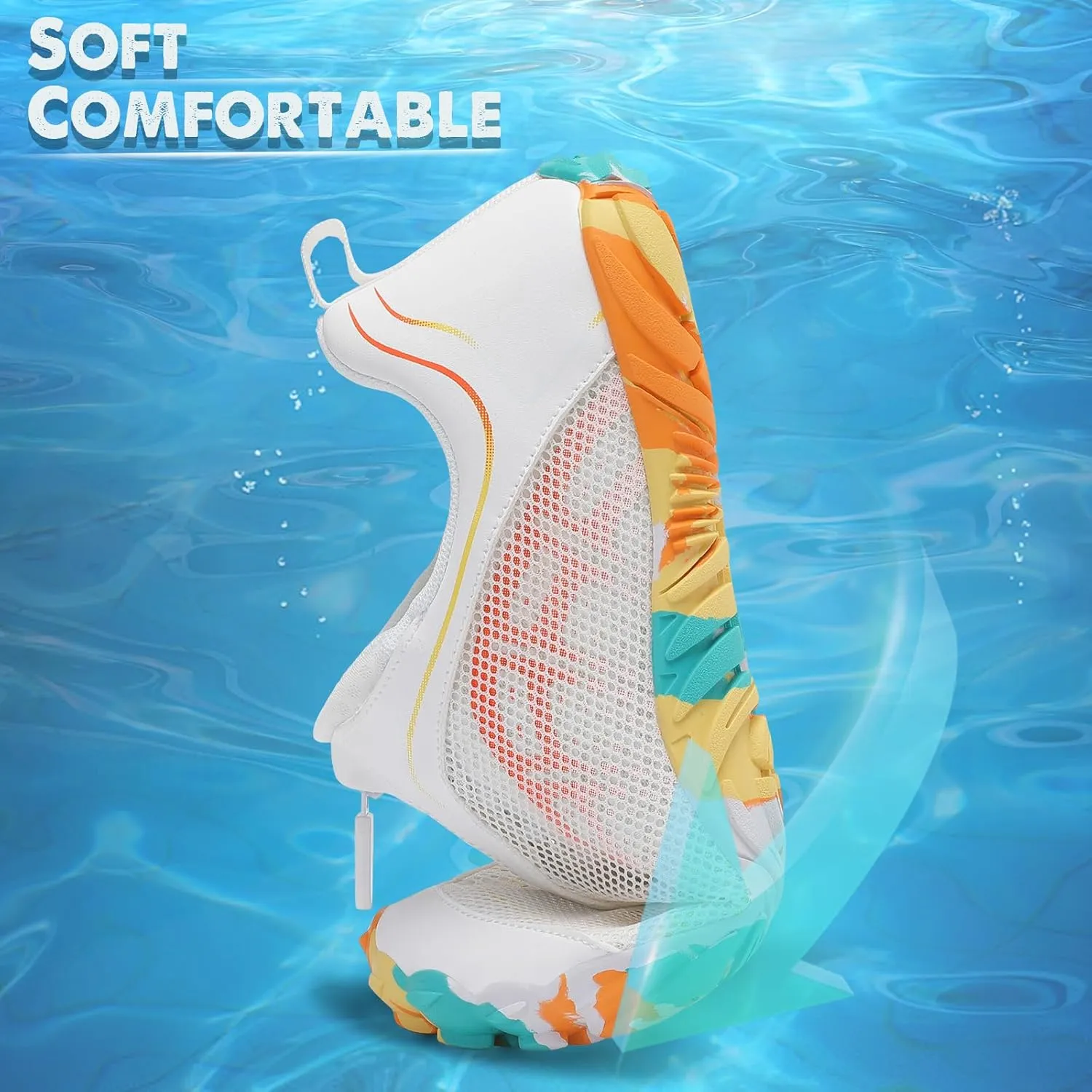 Scurtain Unisex Mens Womens Water Shoes Athletic Sports Aqua Shoes Barefoot Hiking Water Shoes Quick Dry Yoga Pool Swim Surf Beach Walking Shoes with Zipper