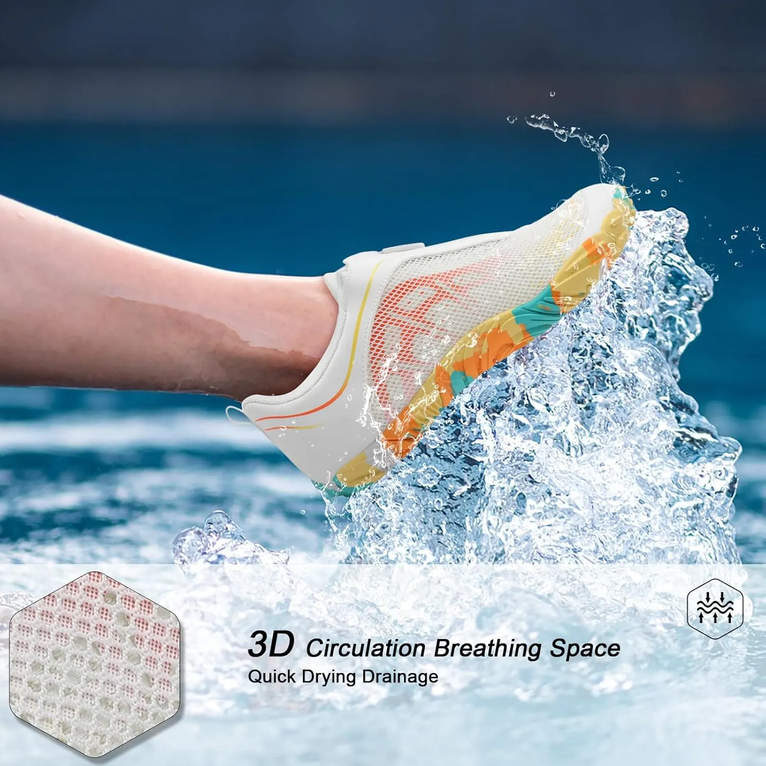 Scurtain Unisex Mens Womens Water Shoes Athletic Sports Aqua Shoes Barefoot Hiking Water Shoes Quick Dry Yoga Pool Swim Surf Beach Walking Shoes with Zipper