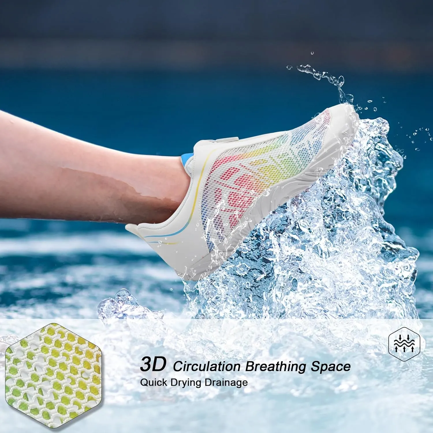 Scurtain Unisex Mens Womens Water Shoes Athletic Sports Aqua Shoes Barefoot Hiking Water Shoes Quick Dry Yoga Pool Swim Surf Beach Walking Shoes with Zipper