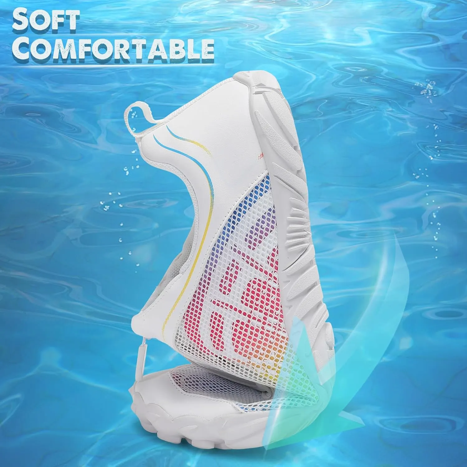Scurtain Unisex Mens Womens Water Shoes Athletic Sports Aqua Shoes Barefoot Hiking Water Shoes Quick Dry Yoga Pool Swim Surf Beach Walking Shoes with Zipper