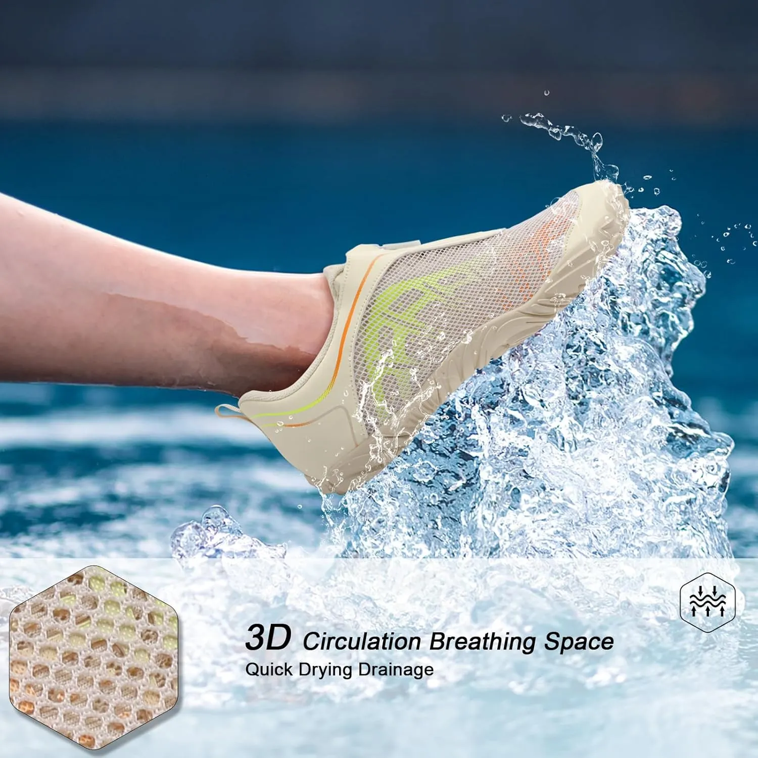 Scurtain Unisex Mens Womens Water Shoes Athletic Sports Aqua Shoes Barefoot Hiking Water Shoes Quick Dry Yoga Pool Swim Surf Beach Walking Shoes with Zipper