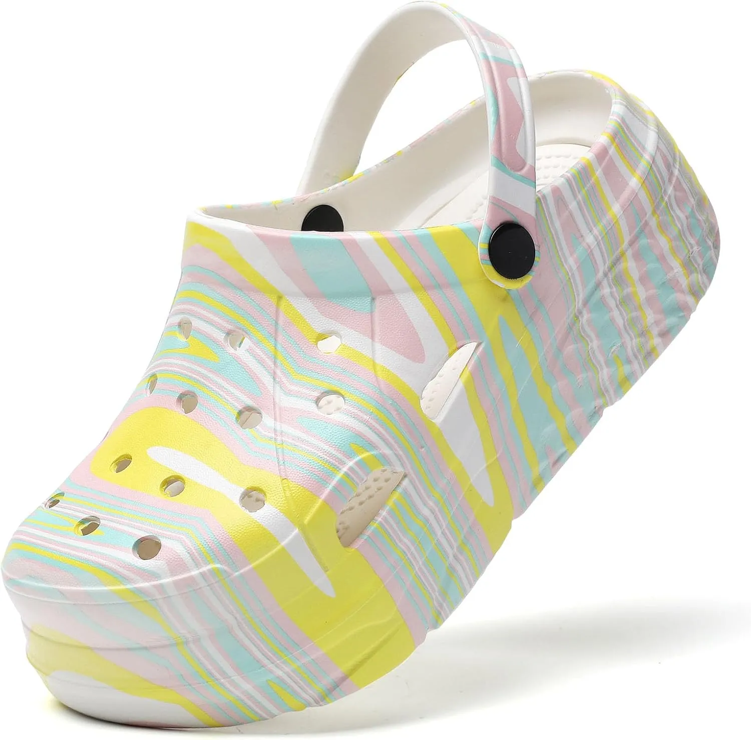 SECHRITE Womens Platform Graphic Clogs Garden Shoes Slip On Sandals Water Beach Outdoor Slippers Shoes with Removable Insole