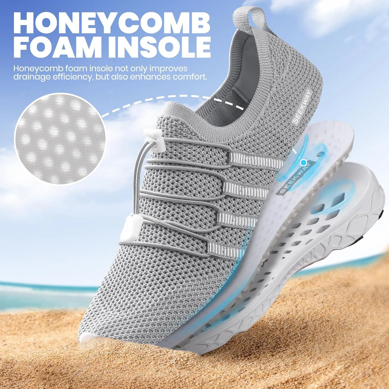 SEEKWAY Mens Womens Water Shoes Quick Dry Aqua Shoes Barefoot for Beach Surf Hiking Pool Water Sports