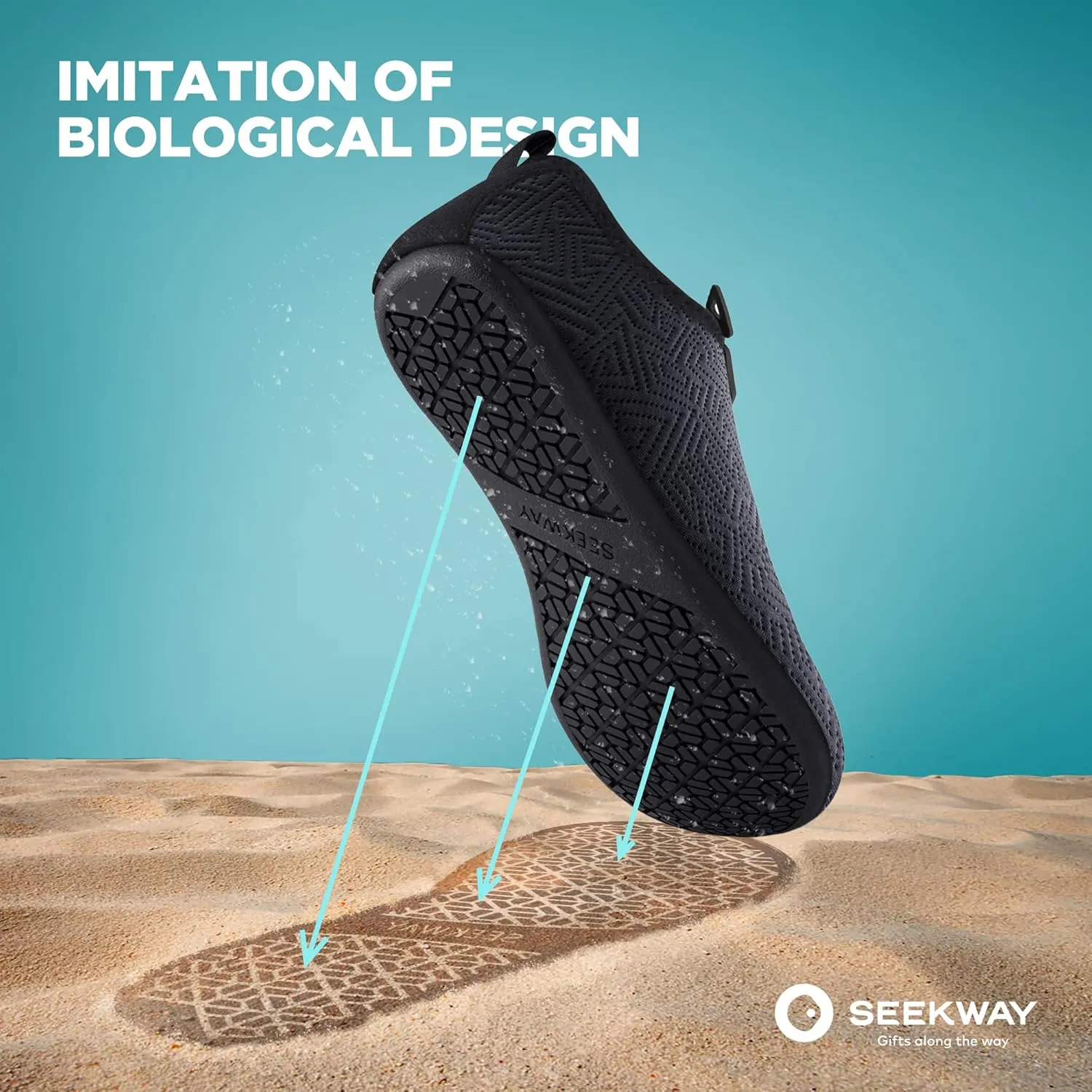 SEEKWAY Water Shoes Quick-Dry Aqua Socks Barefoot Slip-on for Beach Pool Swim River Yoga Lake Surf Women Men SK001