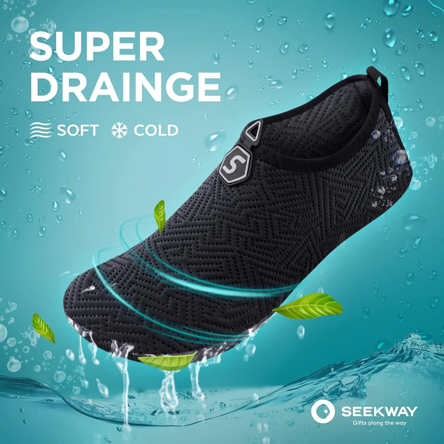 SEEKWAY Water Shoes Quick-Dry Aqua Socks Barefoot Slip-on for Beach Pool Swim River Yoga Lake Surf Women Men SK001
