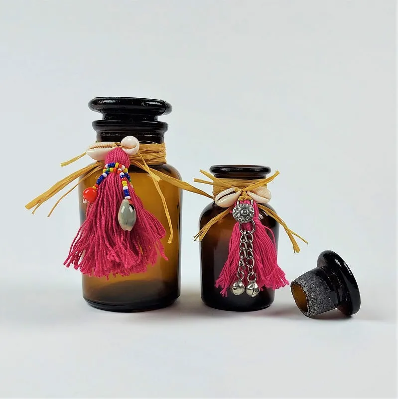 Set of 2 vintage tribal apothecary bottles for oil perfumes and potions #5