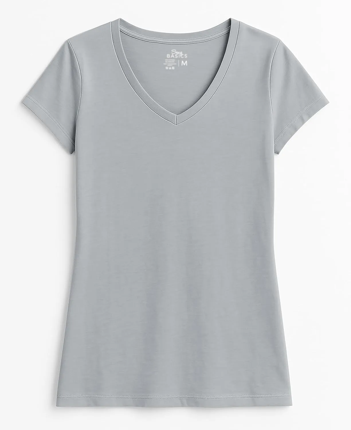 Sexy Basics Women's 5 & 10 Pack Casual & Active Cotton Stretch V Neck Short Sleeve Shirts