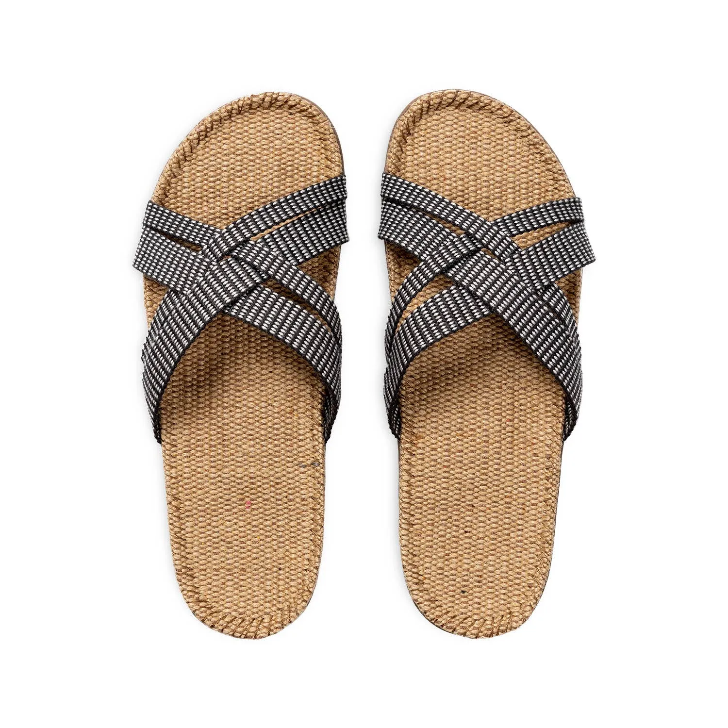 Shangies Women #1 Jute Sandal – Black Stripes