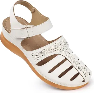 SHIBEVER Closed Toe Sandals Women: Summer Dressy Wedge Sandal - Fisherman Comfortable Hollow Out Sandals
