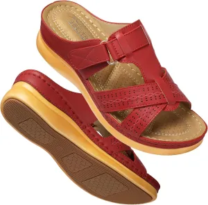 SHIBEVER Womens Sandals Wedge Comfortable: Orthopedic Wedge Sandalias Women - Slip on Platform Sandals