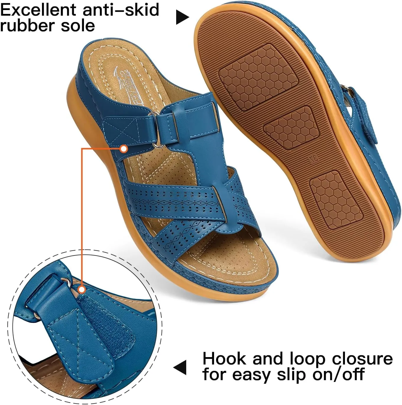 SHIBEVER Womens Sandals Wedge Comfortable: Orthopedic Wedge Sandalias Women - Slip on Platform Sandals