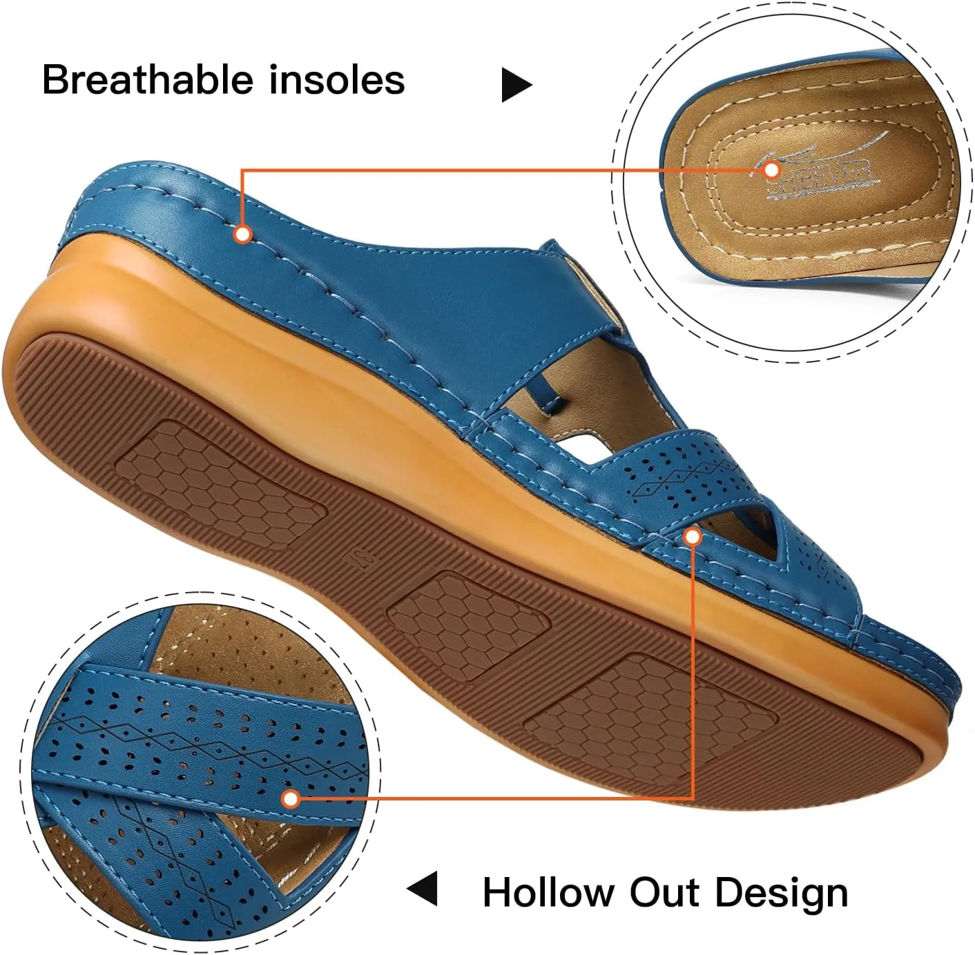 SHIBEVER Womens Sandals Wedge Comfortable: Orthopedic Wedge Sandalias Women - Slip on Platform Sandals