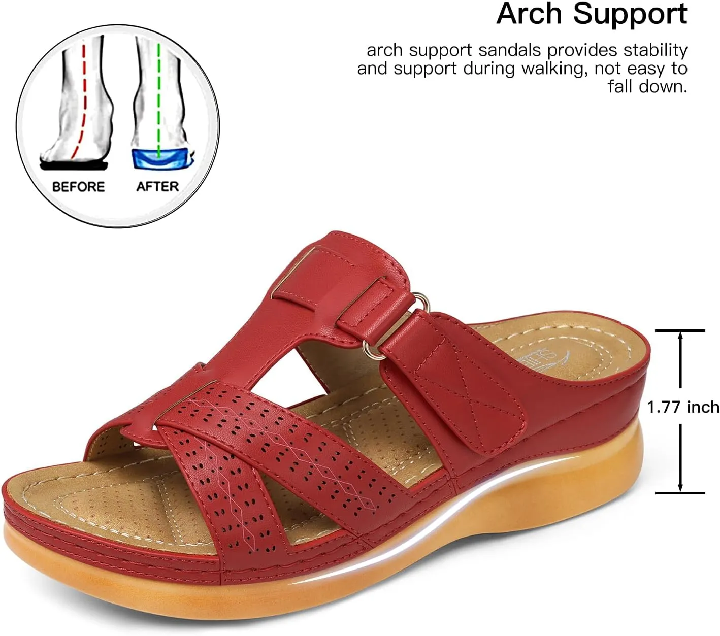 SHIBEVER Womens Sandals Wedge Comfortable: Orthopedic Wedge Sandalias Women - Slip on Platform Sandals