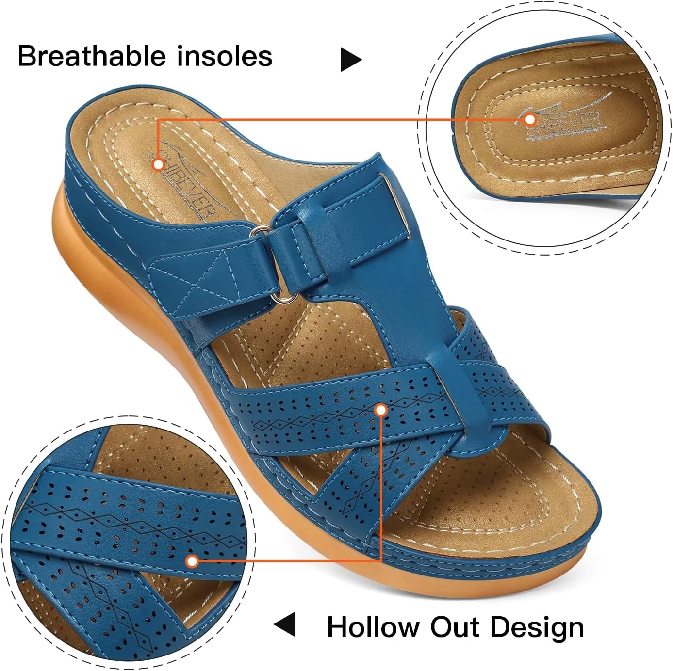 SHIBEVER Womens Sandals Wedge Comfortable: Orthopedic Wedge Sandalias Women - Slip on Platform Sandals