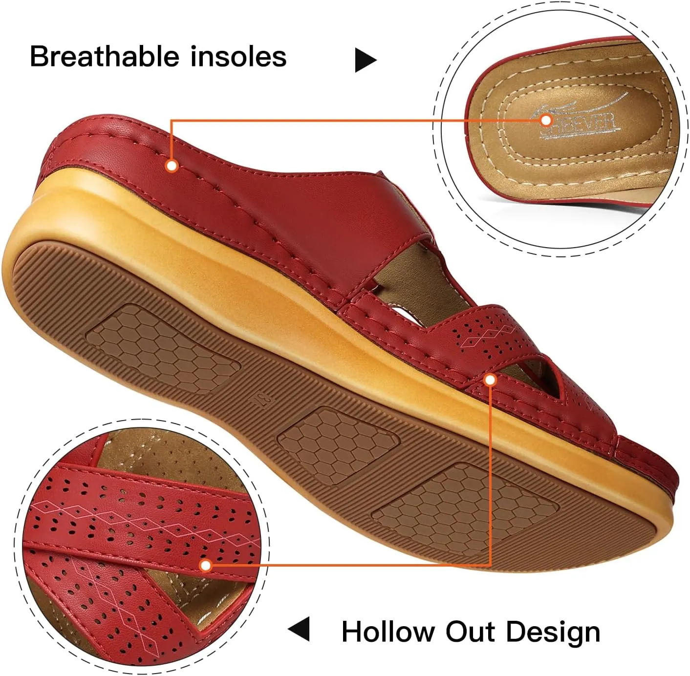 SHIBEVER Womens Sandals Wedge Comfortable: Orthopedic Wedge Sandalias Women - Slip on Platform Sandals