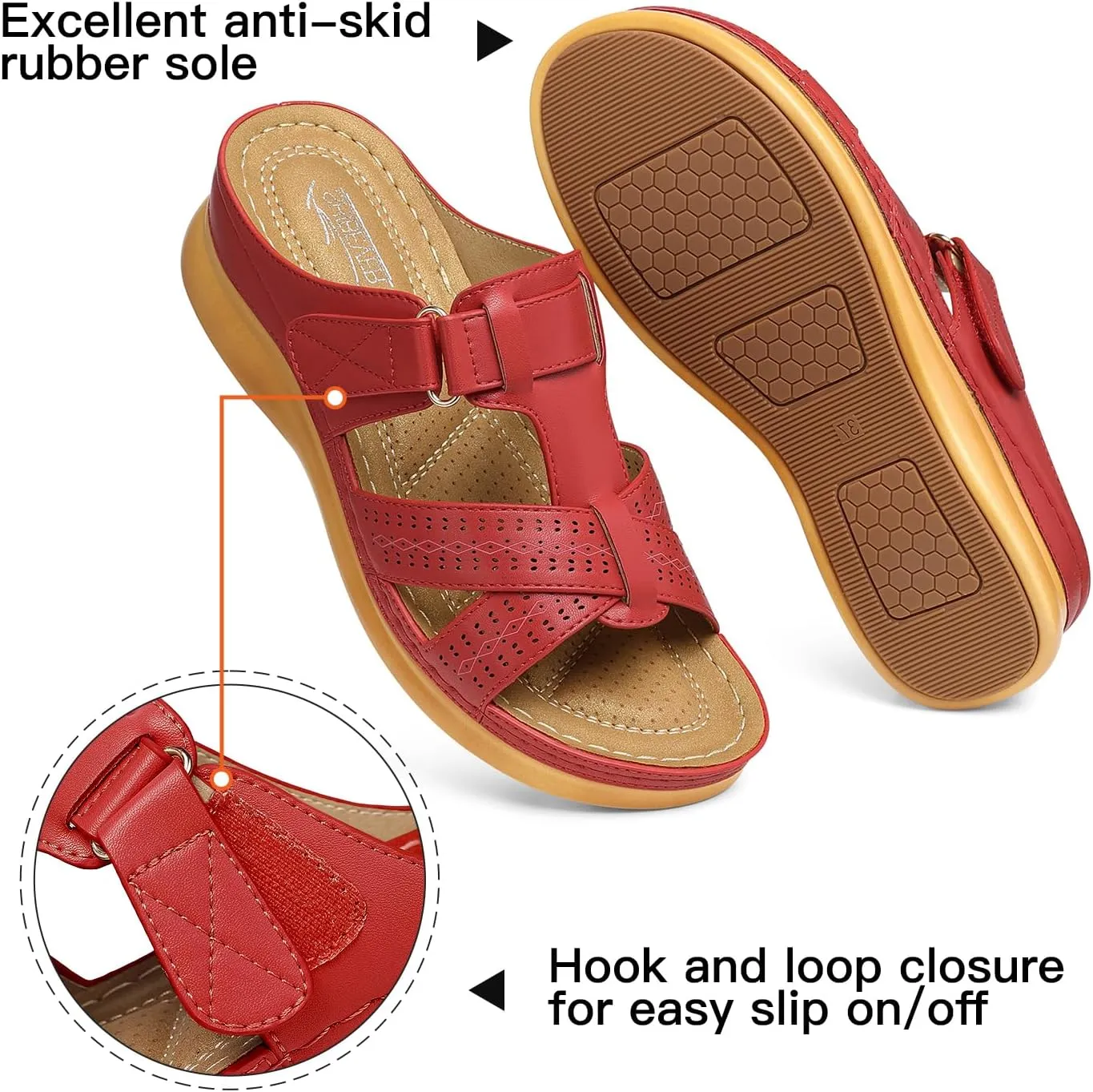 SHIBEVER Womens Sandals Wedge Comfortable: Orthopedic Wedge Sandalias Women - Slip on Platform Sandals
