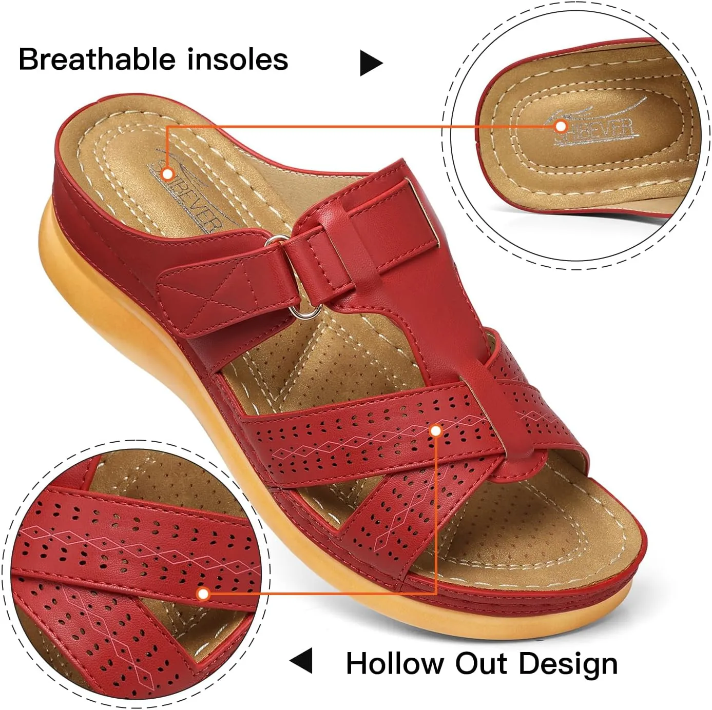 SHIBEVER Womens Sandals Wedge Comfortable: Orthopedic Wedge Sandalias Women - Slip on Platform Sandals