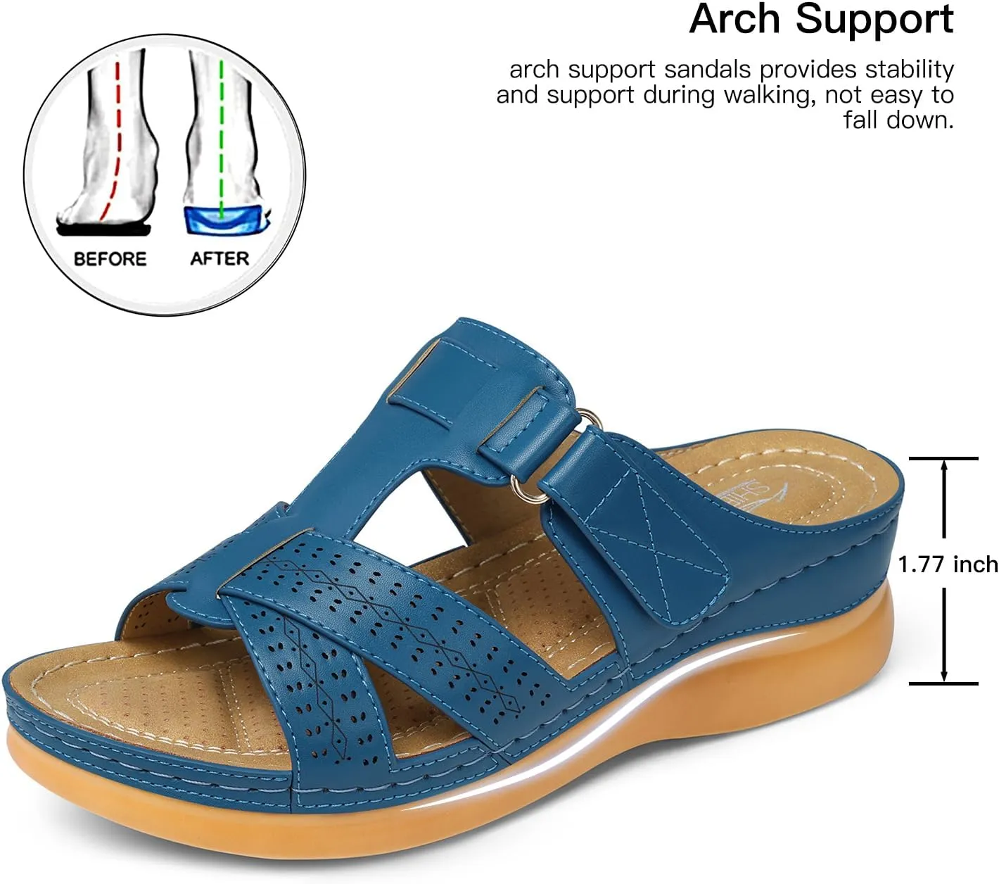 SHIBEVER Womens Sandals Wedge Comfortable: Orthopedic Wedge Sandalias Women - Slip on Platform Sandals