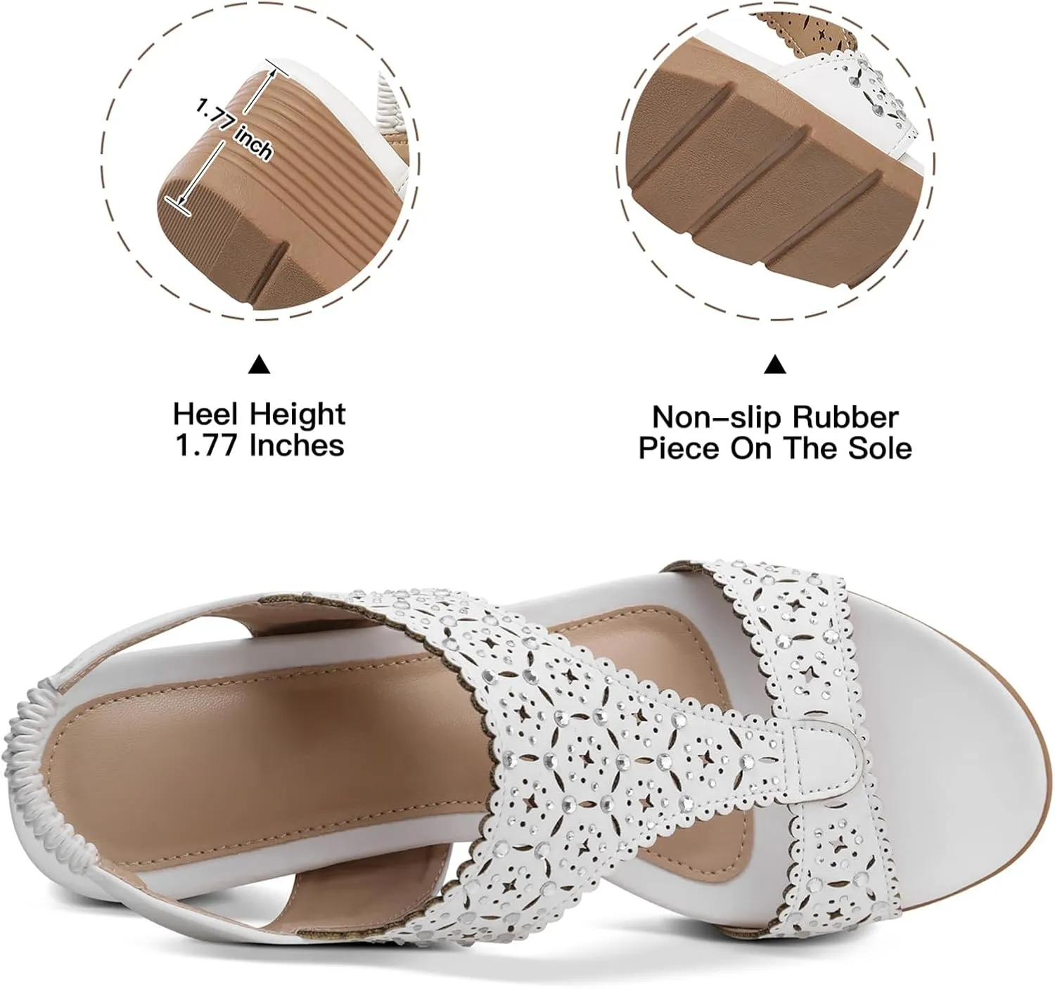 SHIBEVER Womens Sandals Wedge Low: Elastic Ankle Strap Wedge Sandals - Dressy Sandals Women - Comfortable Open Toe