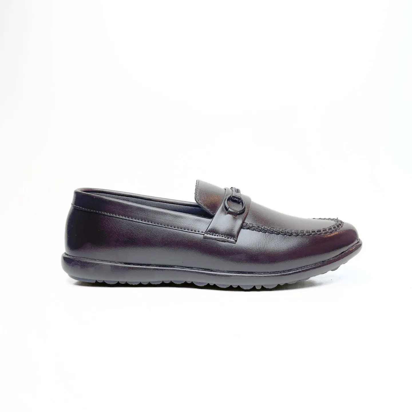 Shiny Buckle Loafers in Brown (708)