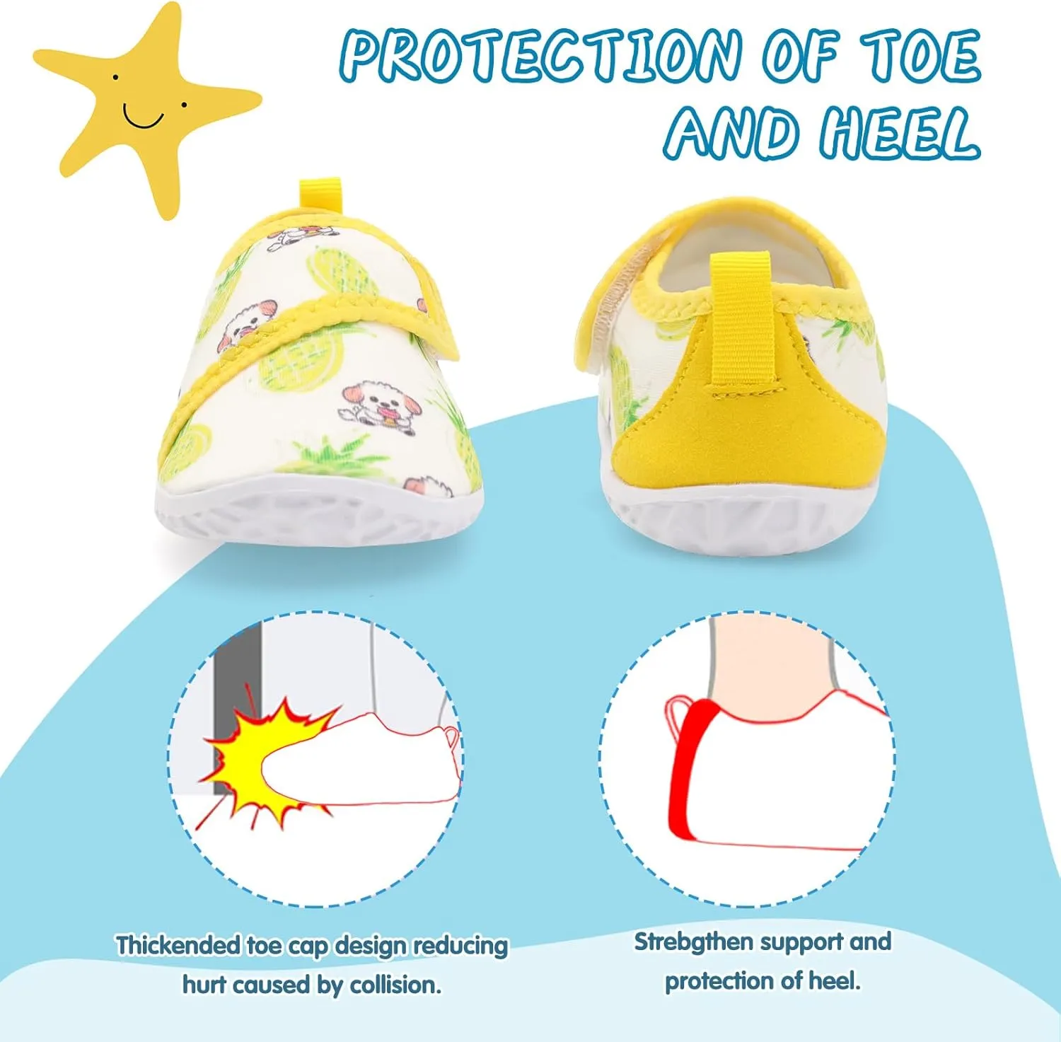 shopUAL Toddler Water Shoes Kids Girls Boys Beach Aqua Socks Skin Barefoot Walking Water Shoes Quick Dry Non-Slip Breathable Swim Pool Surf