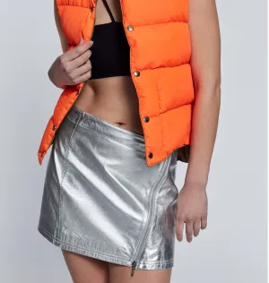 Silver Leather Mini Skirt
