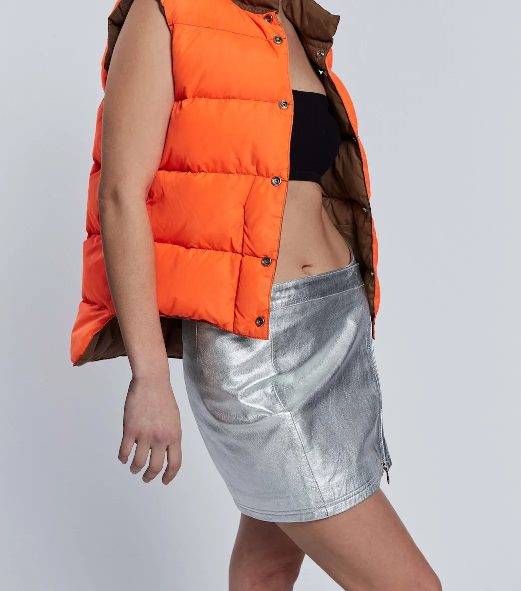 Silver Leather Mini Skirt