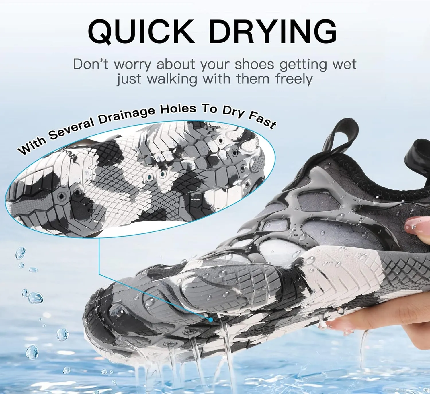 SIPUHK Womens Mens Water Shoes Quick Dry Slip-on Barefoot for Swim Surf Diving Beach Pool Aqua Sports Walking Yoga